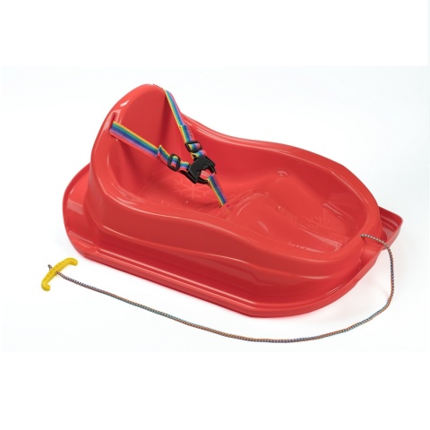 Sanki Plastikowe Dziecięce z Pasami Bezpieczeństwa Czerwone