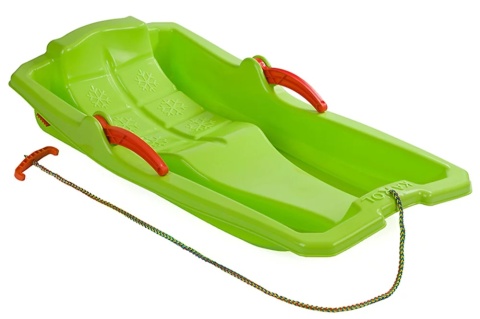 Plastikowe sanki Karol z hamulcami - Zielone