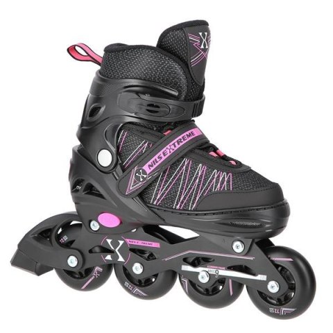 NH11912 A 2w1 BLACK/PINK ROZM. M(35-38) ŁYŻWOROLKI Z WYM. PŁ. HOKEJOWĄ NILS EXTREME