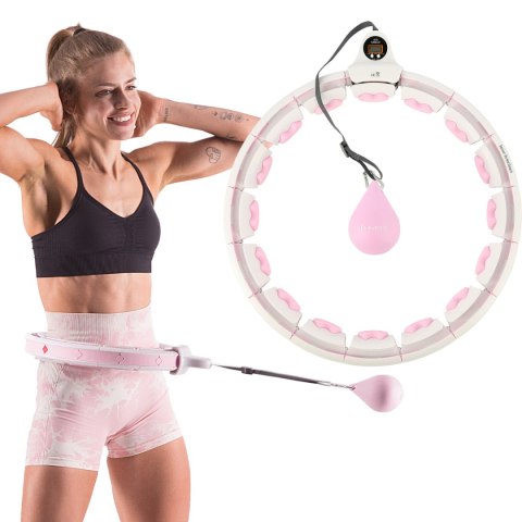 HHW06 PINK HULA HOP Z WYPUSTKAMI I OBCIĄŻNIKIEM + LICZNIK HMS