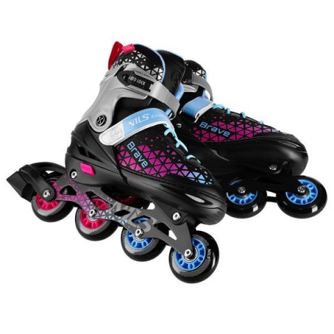 NH18190A ŁYŻWOROLKI 2w1 BRAVE RÓŻOWE ROZM. M(34-38) Z WYM. PŁ. HOKEJOWĄ NILS EXTREME