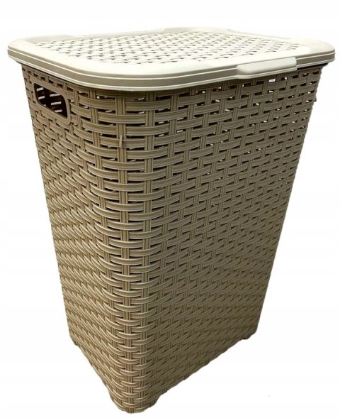 Kosz na biel.RATTAN 60l-beżowy 435x337x602 mm