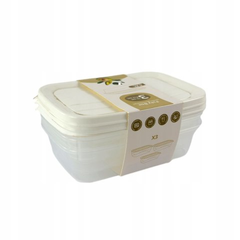 Kpl Pojemników prostokątnych POLY 3 x 0,6 lt