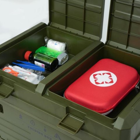 NCB4003 SKŁADANA SKRZYNIA KEMPINGOWA Z POKRYWĄ ZIELONA 50L NILS CAMP