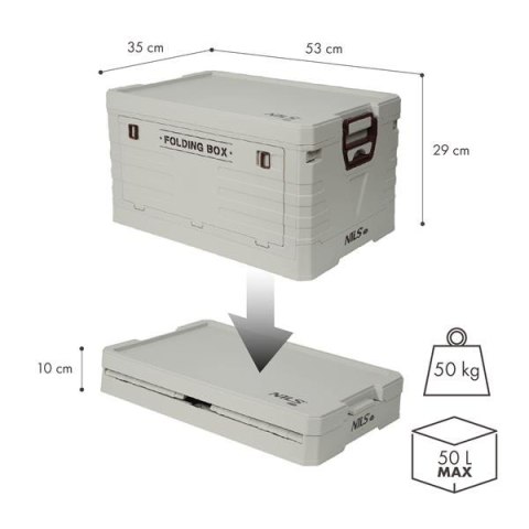 NCB4004 SKŁADANA SKRZYNIA KEMPINGOWA Z POKRYWĄ 50L NILS CAMP