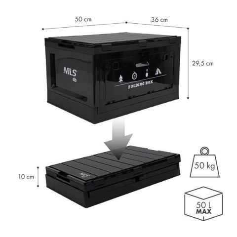 NCB4006 SKŁADANA SKRZYNIA KEMPINGOWA Z FUNKCJĄ STOŁU 2W1 50L NILS CAMP