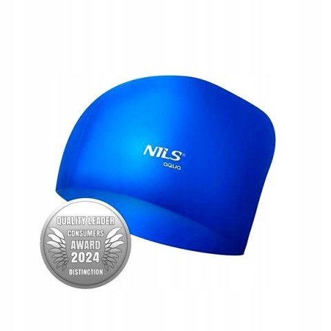 NQC JEDNOKOLOROWY NIEBIESKI CZEPEK SILIKONOWY DO DŁUGICH WŁOSÓW NILS AQUA