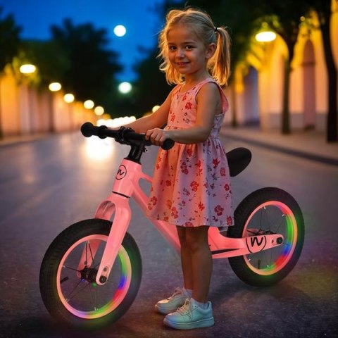 RB901 LED ROWEREK BIEGOWY KOŁA POMPOWANE 12'' RÓŻOWY NILS FUN