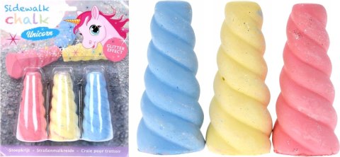 KREDA CHODNIKOWA JEDNOROŻEC Z EFEKTEM BROKATU 3 SZT