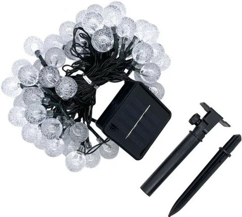 LAMPA SOLARNA OGRODOWA GIRLANDA ŁAŃCUCH SOLARNY 4,9M 40LED CIEPŁY BIAŁY