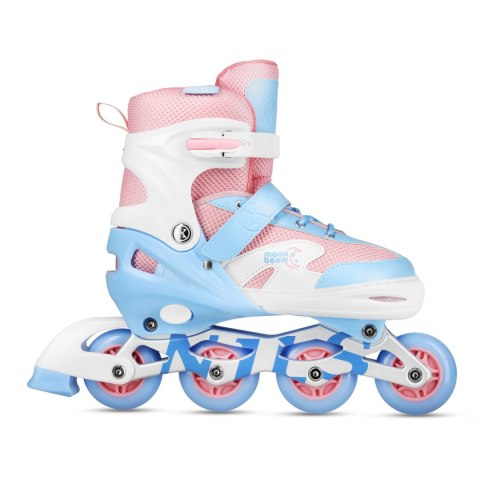 NA0189 ZESTAW LED ŁYŻWOROLKI OCHRANIACZE MOONBEAM BIAŁE ROZM. S(31-34) NILS EXTREME