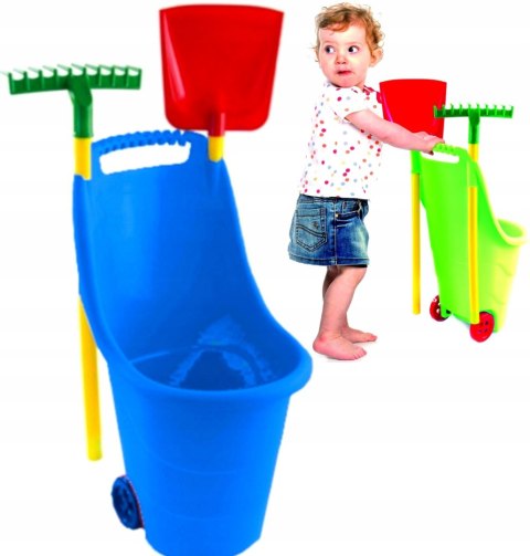 TACZKA OGRODOWA DLA DZIECI Z NARZĘDZIAMI 33x44x77C