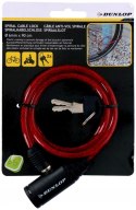 ZAPIĘCIE ROWEROWE DUNLOP SPIRALNE NA KLUCZ 0,6x90CM CZERWONE DUNLOP