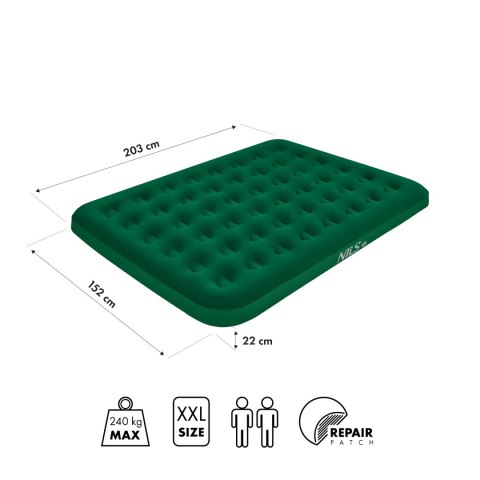 NC2803 MATERAC TURYSTYCZNY DMUCHANY 203X152X22 CM ZIELONY NILS CAMP