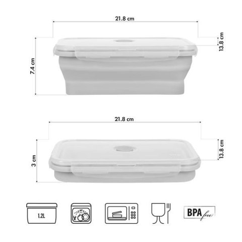 NC4105 POJEMNIK/LUNCH BOX SKŁADANY SZARY 1200ML NILS CAMP