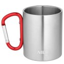 NC17110 KUBEK KEMPINGOWY Z KARABIŃCZYKIEM 330 ML STAL NIERDZEWNA CZERWONY NILS CAMP