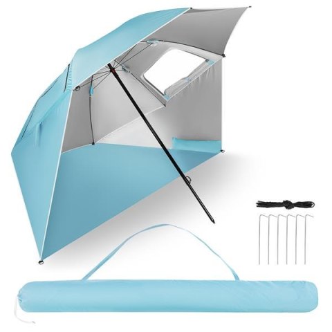 NC17114 PARASOL/PARAWAN PLAŻOWY 2W1 XXL 240 CM NIEBIESKI NILS