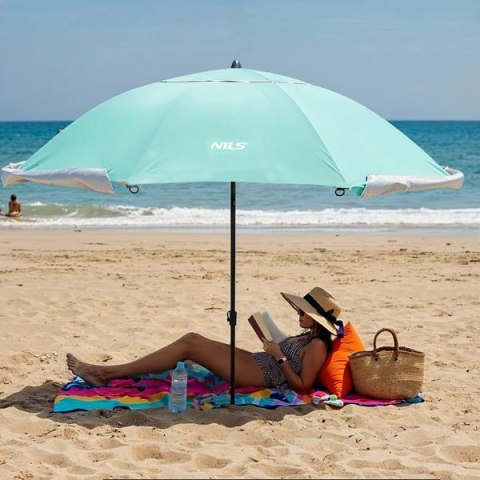 NC17114 PARASOL/PARAWAN PLAŻOWY 2W1 XXL 240 CM ZIELONY NILS