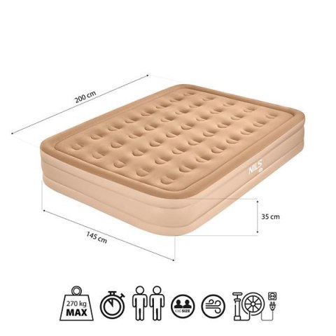 NC2808 MATERAC DWUOSOBOWY KING SIZE BEŻOWY + POMPKA ELEKTRYCZNA NILS CAMP