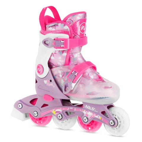 NJ1025 ŁYŻWOROLKI 2w1 FLIPZY RÓŻOWE ROZM. XS(27-30) NILS FUN
