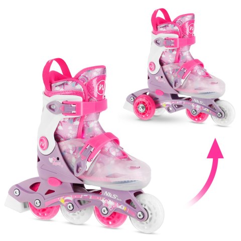 NJ1025 ŁYŻWOROLKI 2w1 FLIPZY RÓŻOWE ROZM. XS(27-30) NILS FUN