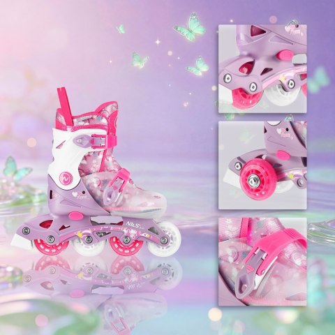 NJ1025 ŁYŻWOROLKI 2w1 FLIPZY RÓŻOWE ROZM. XS(27-30) NILS FUN