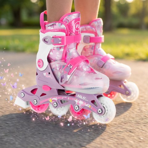 NJ1025 ŁYŻWOROLKI 2w1 FLIPZY RÓŻOWE ROZM. XS(27-30) NILS FUN