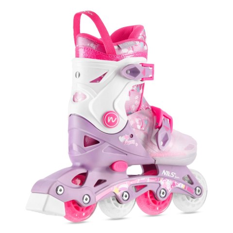 NJ1025 ŁYŻWOROLKI 2w1 FLIPZY RÓŻOWE ROZM. S(31-34) NILS FUN