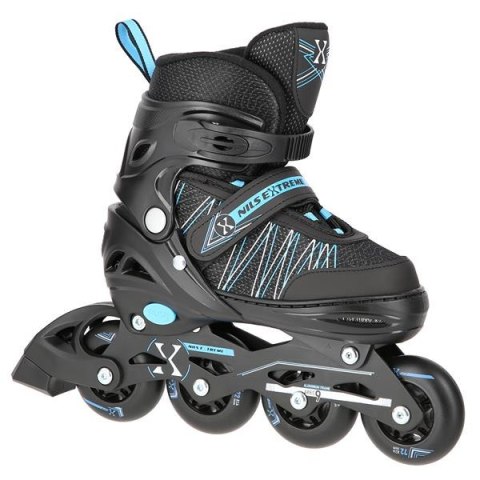 NH11912 A 2w1 BLACK/BLUE ROZM. S(31-34) ŁYŻWOROLKI Z WYM. PŁ. HOKEJOWĄ NILS EXTREME