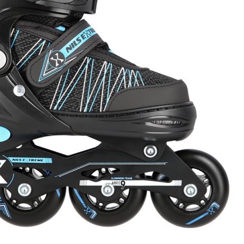 NH11912 A 2w1 BLACK/BLUE ROZM. S(31-34) ŁYŻWOROLKI Z WYM. PŁ. HOKEJOWĄ NILS EXTREME