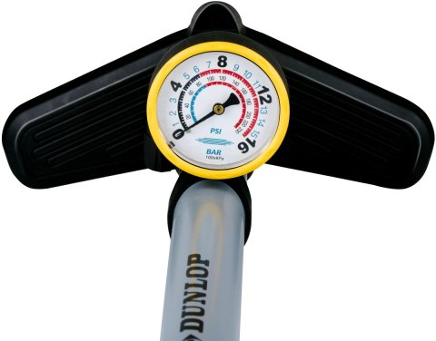 POMPKA WARSZTATOWO ROWEROWA DUNLOP 230Psi (16Bar) Z MANOMETREM SZARA