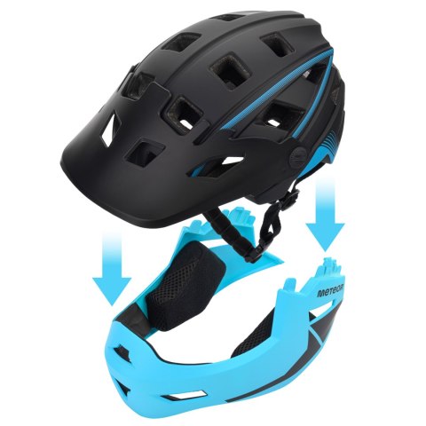 Kask rowerowy full-face Meteor Hydra S 51-55 cm czarny/niebieski