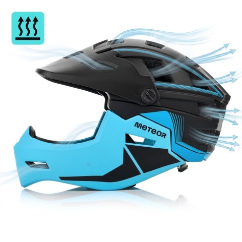 Kask rowerowy full-face Meteor Hydra S 51-55 cm czarny/niebieski